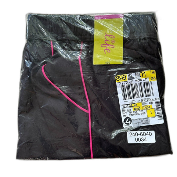 NEW JCP Shorts Black with Pink Trim MT M Tall Ponte Elastic Waist Pockets NWT - Picture 3 of 5